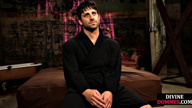 BDSM CFNM whipping and deepthroating with busty latex MILF