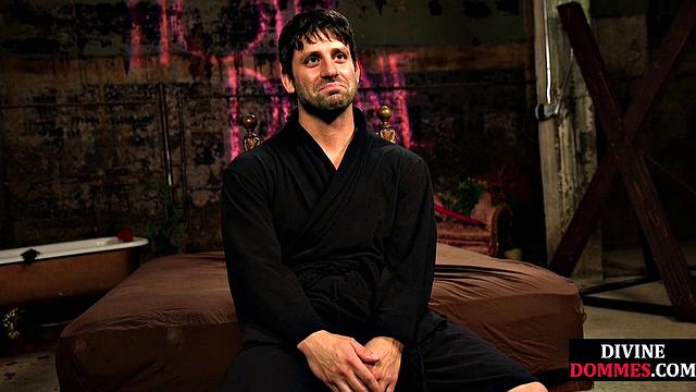 BDSM CFNM whipping and deepthroating with busty latex MILF