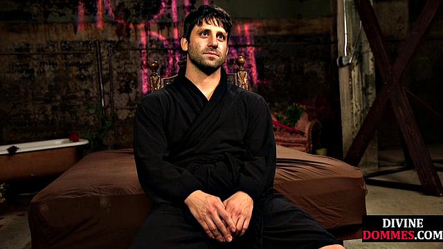 BDSM CFNM whipping and deepthroating with busty latex MILF