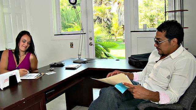 Latina with tattoos and pierced pussy squirts while getting fucked in reverse cowgirl