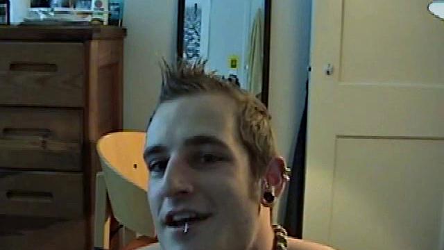 Torque is back for a solo jack off session and he's brought a big black dildo to ride. With the anal sex toy strapped to a chair, his ass swallows it and the inevitable noises and faces follow.