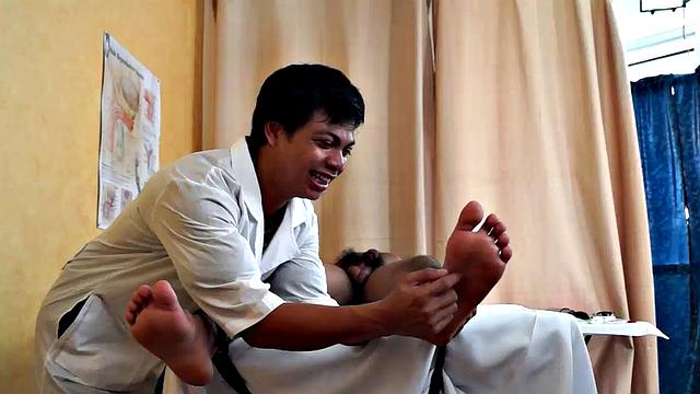 Gorgeous Josh comes in to Dr. Tickle's office for his annual checkup. Doctor Tickle and Vahn put Josh through a complete tickle treatment which includes therapeutic foot tickling with feathers and fingers.