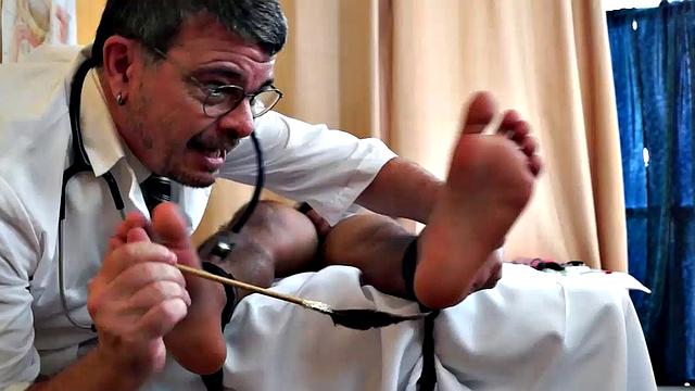 Gorgeous Josh comes in to Dr. Tickle's office for his annual checkup. Doctor Tickle and Vahn put Josh through a complete tickle treatment which includes therapeutic foot tickling with feathers and fingers.