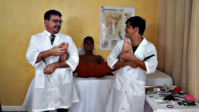 Gorgeous Josh comes in to Dr. Tickle's office for his annual checkup. Doctor Tickle and Vahn put Josh through a complete tickle treatment which includes therapeutic foot tickling with feathers and fingers.