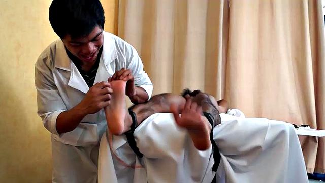Gorgeous Josh comes in to Dr. Tickle's office for his annual checkup. Doctor Tickle and Vahn put Josh through a complete tickle treatment which includes therapeutic foot tickling with feathers and fingers.