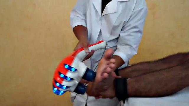 Gorgeous Josh comes in to Dr. Tickle's office for his annual checkup. Doctor Tickle and Vahn put Josh through a complete tickle treatment which includes therapeutic foot tickling with feathers and fingers.