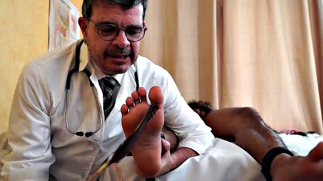 Gorgeous Josh comes in to Dr. Tickle's office for his annual checkup. Doctor Tickle and Vahn put Josh through a complete tickle treatment which includes therapeutic foot tickling with feathers and fingers.