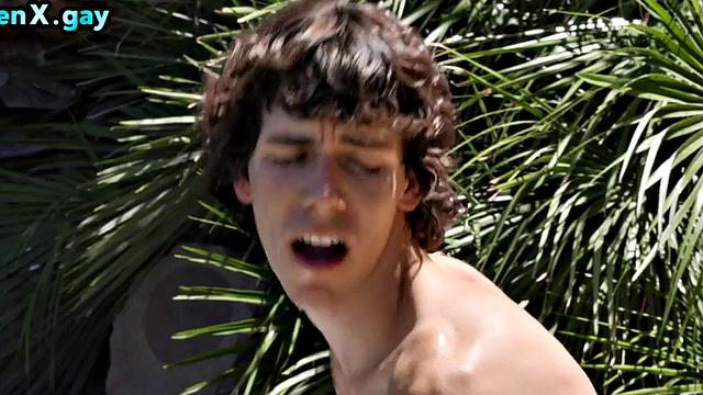 Dreamy jock assdrill twink outdoor in pool