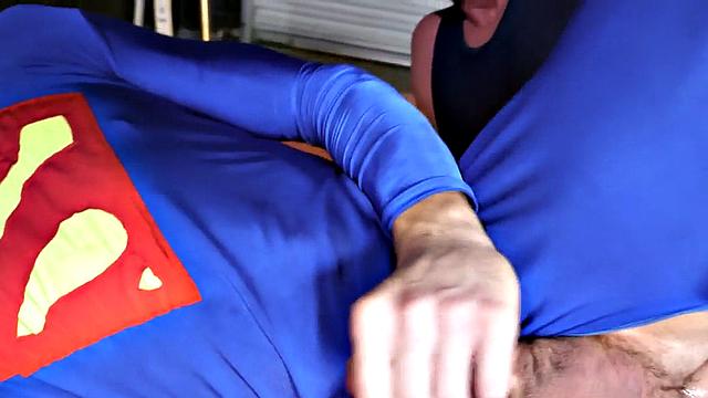 Cosplay bottom barebacked by wrestler till cum on face