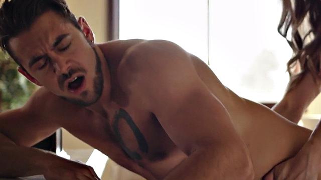 Busty shemale fucks male in anal in missionary