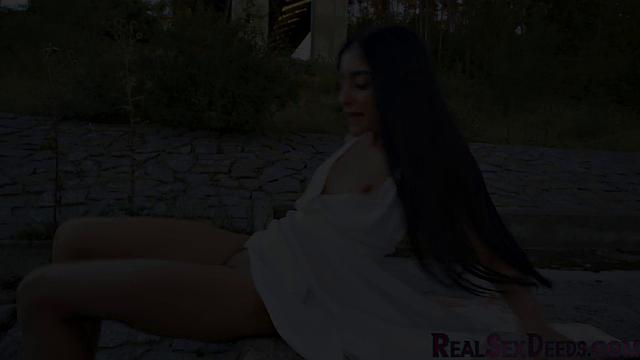 Daring cute pulled by stranger