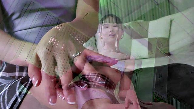 Asian teen tugging pov dick in panties while teasing ass