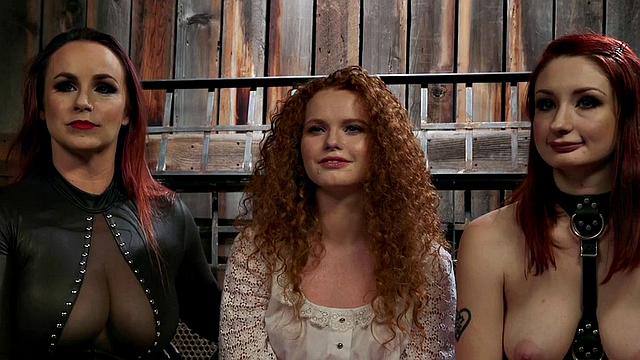 Dyke nipple clamped by lezdom during domination