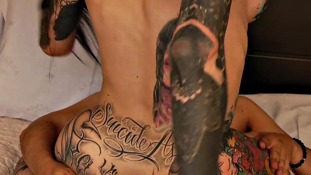 Tattooed big booty Trans pounded