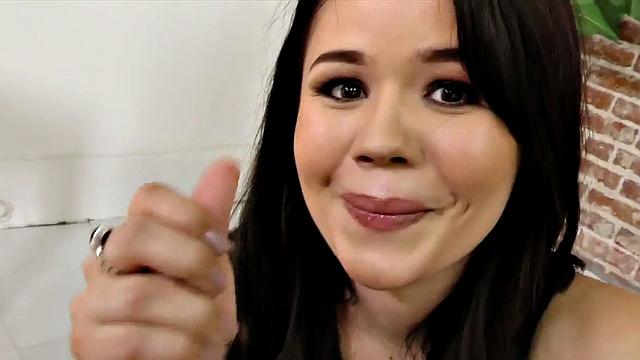 HJ Asian babe in lingerie treats POV rod in action