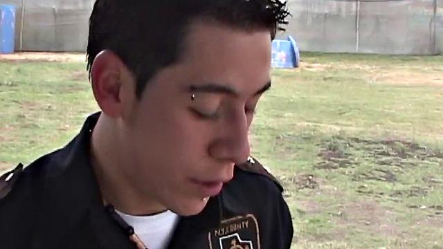 Pierced Latino twink fingers ass and jerks at home