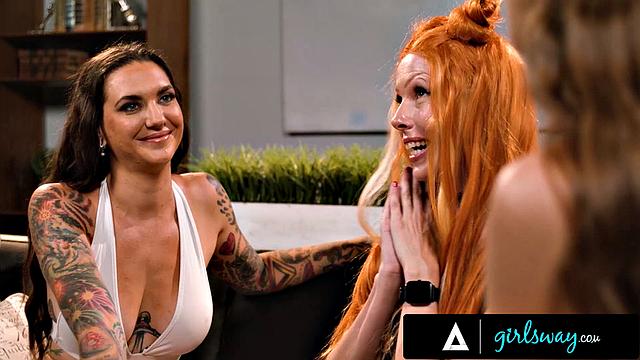 GIRLSWAY - Olivia Madison & Rocky Emerson Comfort BFF Robin Coffins With Passionate Threesome