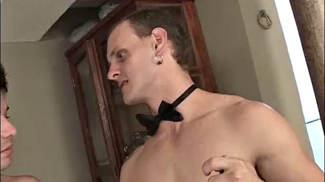 Things turn kinky in this hot Latino bareback scene as Christian lets his sex slave out of his cage for some gay sex. He puts slave Andre in the stocks and eats his ass for a hearty bareback drilling.
