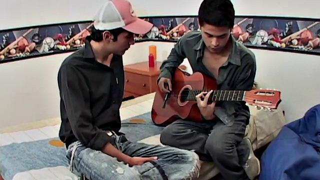 Young Latinos Alfredo and Alfonso are hanging out in the bedroom when lust takes over and the two start kissing. It isn't long before the horny twinks are naked and sucking each other's uncut dick.