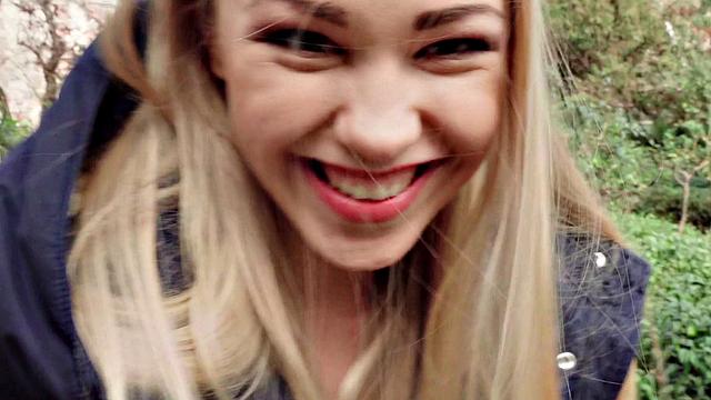 A blonde nerd take it like a champ in public - POV fucking in high heels and glasses!