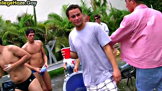 Str8 stud in college goes gay for fraternity in front of voyeurs