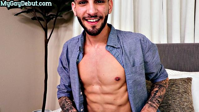 Handsome stud solo masturbation