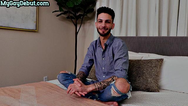 Handsome stud solo masturbation