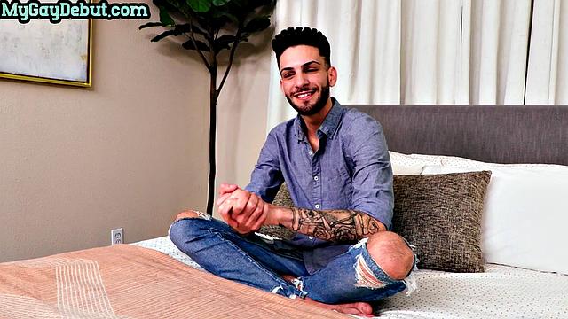 Handsome stud solo masturbation