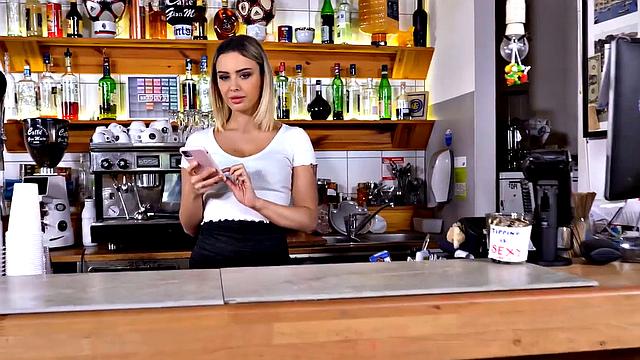 HUNT4K. Visit to local cafe ends for hunter with unforgettable sex with blonde