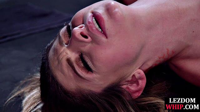 Hardtied slut dildofucked by femdom