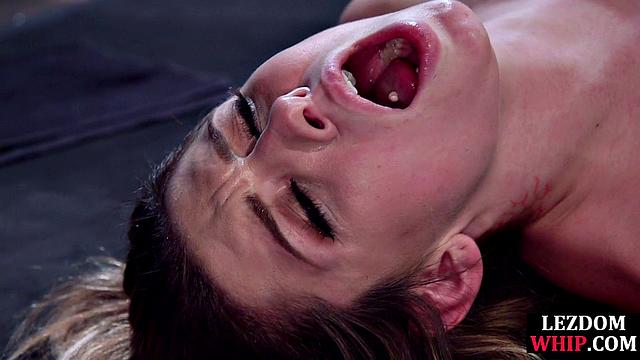 Hardtied slut dildofucked by femdom