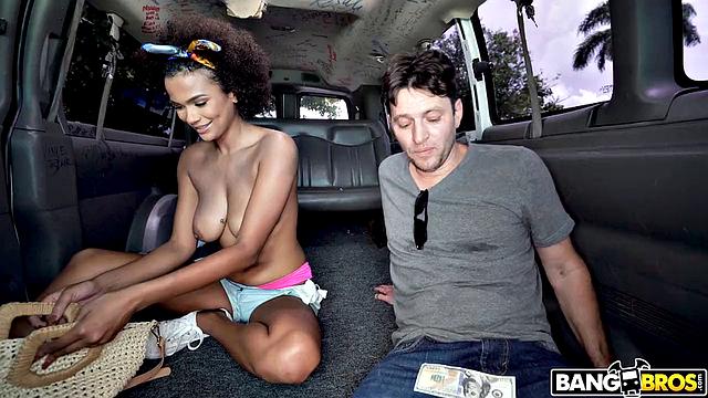 Hot Ebony Hops on Bus