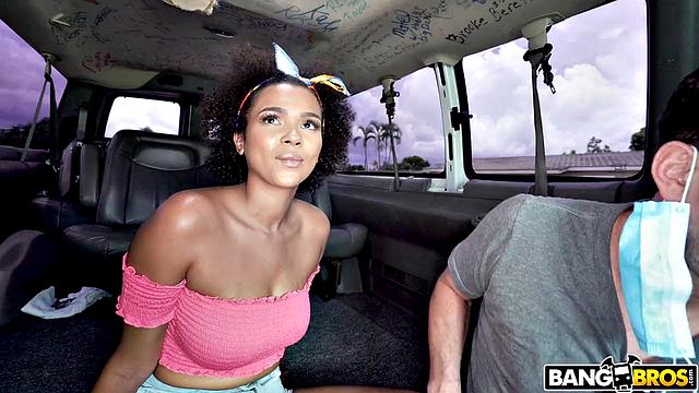 Hot Ebony Hops on Bus