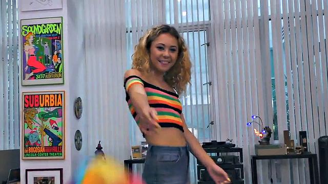 21yo petite GF with small tits jerks POV cock