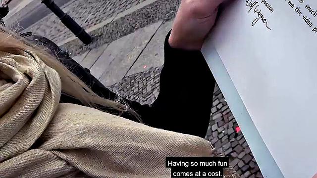 German inked GF POV fucked in hotel after outdoor BJ