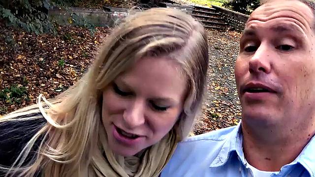 German inked GF POV fucked in hotel after outdoor BJ