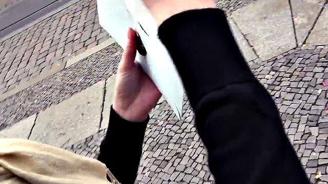 German inked GF POV fucked in hotel after outdoor BJ