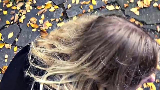 German inked GF POV fucked in hotel after outdoor BJ