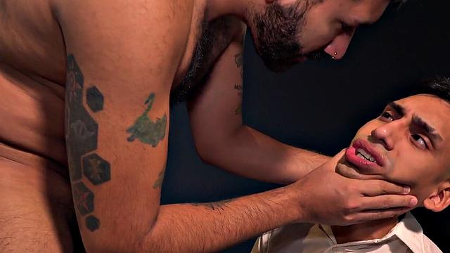 Barebacking dominant daddy fucks twink from Spain