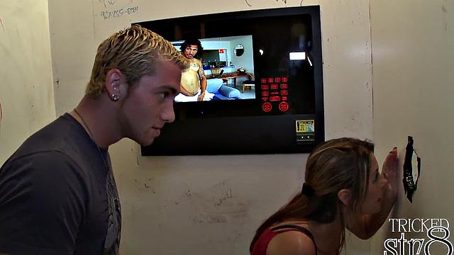 Eager gloryhole ends in gay lips