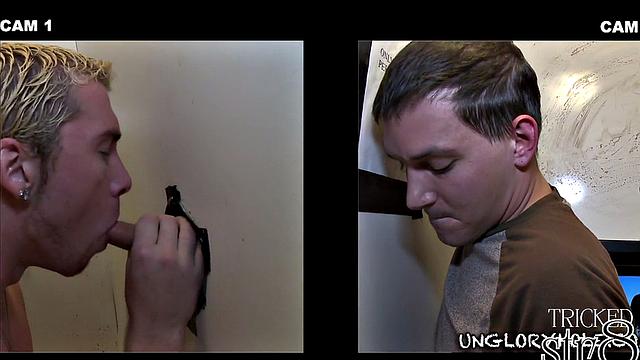 Eager gloryhole ends in gay lips
