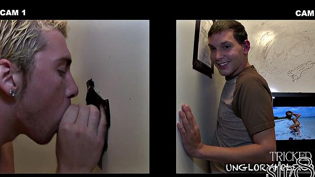 Eager gloryhole ends in gay lips