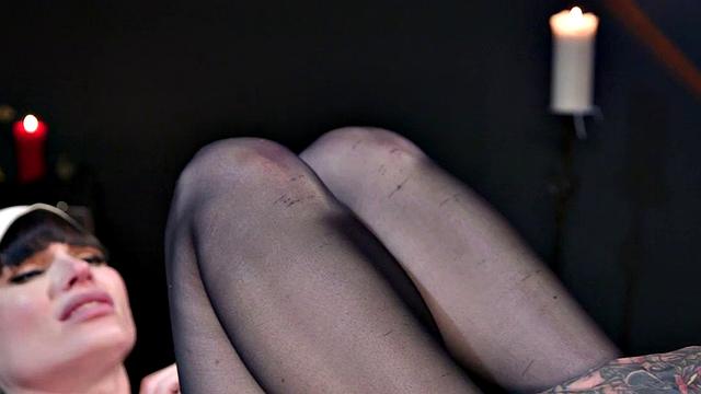 BDSM Shemale nun bareback fucked by priest after whipping