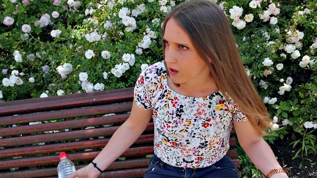 Watch this kinky teenie get her tight ass pounded in reverse cowgirl while wearing a t-shirt and sneakers outdoors