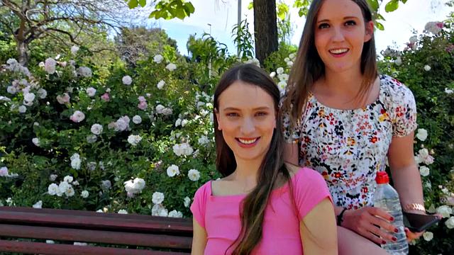 Watch this kinky teenie get her tight ass pounded in reverse cowgirl while wearing a t-shirt and sneakers outdoors