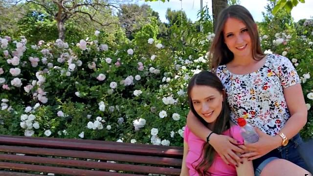 Watch this kinky teenie get her tight ass pounded in reverse cowgirl while wearing a t-shirt and sneakers outdoors