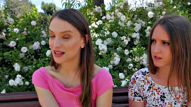 Watch this kinky teenie get her tight ass pounded in reverse cowgirl while wearing a t-shirt and sneakers outdoors