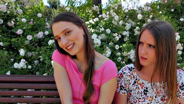 Watch this kinky teenie get her tight ass pounded in reverse cowgirl while wearing a t-shirt and sneakers outdoors