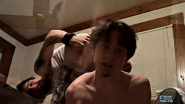 Axel and Billy stroke it side by side and pretend they're not that into each other