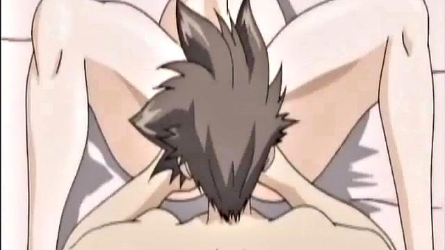 Busty anime teen licked after fucking cock